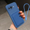 Case for Google Pixel 9a Liquid Silicone Card Holder Soft Phone Skin Cover Pixel 9 Pro XL Shockproof Back Pocket Wallet Funda