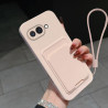 Case for Google Pixel 9a Liquid Silicone Card Holder Soft Phone Skin Cover Pixel 9 Pro XL Shockproof Back Pocket Wallet Funda