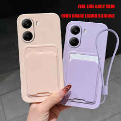 Case for Xiaomi Poco X7 Pro Liquid Silicone Card Holder Soft Phone Skin Cover Redmi Turbo 4 Shockproof Back Pocket Wallet Funda
