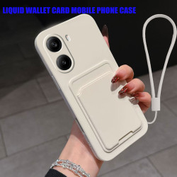 Case for Xiaomi Poco X7 Pro Liquid Silicone Card Holder Soft Phone Skin Cover Redmi Turbo 4 Shockproof Back Pocket Wallet Funda