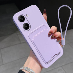 Case for Xiaomi Poco X7 Pro Liquid Silicone Card Holder Soft Phone Skin Cover Redmi Turbo 4 Shockproof Back Pocket Wallet Funda