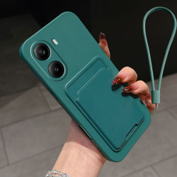 Case for Xiaomi Poco X7 Pro Liquid Silicone Card Holder Soft Phone Skin Cover Redmi Turbo 4 Shockproof Back Pocket Wallet Funda