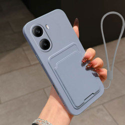 Case for Xiaomi Poco X7 Pro Liquid Silicone Card Holder Soft Phone Skin Cover Redmi Turbo 4 Shockproof Back Pocket Wallet Funda