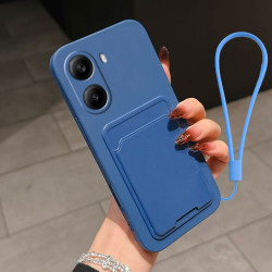 Case for Xiaomi Poco X7 Pro Liquid Silicone Card Holder Soft Phone Skin Cover Redmi Turbo 4 Shockproof Back Pocket Wallet Funda