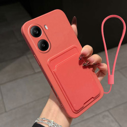 Case for Xiaomi Poco X7 Pro Liquid Silicone Card Holder Soft Phone Skin Cover Redmi Turbo 4 Shockproof Back Pocket Wallet Funda