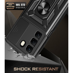 For Infinix Hot 50 4G 5G Case With Slide Lens Cover Rotating Ring Shockproof Stand Holder Phone Case