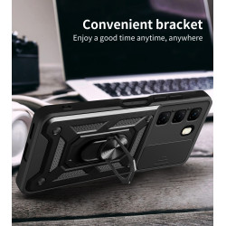 For Infinix Hot 50 4G 5G Case With Slide Lens Cover Rotating Ring Shockproof Stand Holder Phone Case