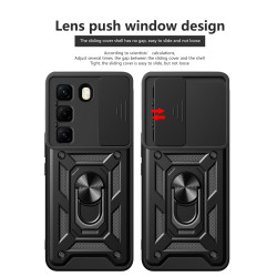 For Infinix Hot 50 4G 5G Case With Slide Lens Cover Rotating Ring Shockproof Stand Holder Phone Case