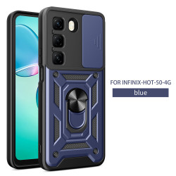 For Infinix Hot 50 4G 5G Case With Slide Lens Cover Rotating Ring Shockproof Stand Holder Phone Case
