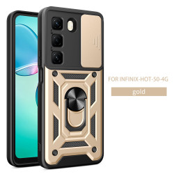 For Infinix Hot 50 4G 5G Case With Slide Lens Cover Rotating Ring Shockproof Stand Holder Phone Case