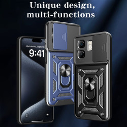 For Infinix Smart 9 Case With Slide Lens Cover Rotating Ring Shockproof Stand Case for Smart 8