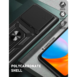 For Tecno Spark Go 1 Case With Slide Lens Cover Rotating Ring Shockproof Stand Holder Phone Case