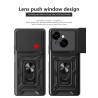 For Tecno Spark Go 1 Case With Slide Lens Cover Rotating Ring Shockproof Stand Holder Phone Case