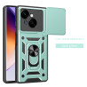 For Tecno Spark Go 1 Case With Slide Lens Cover Rotating Ring Shockproof Stand Holder Phone Case