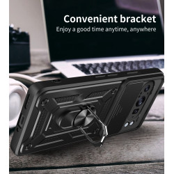 For Google Pixel 9 Pro XL Case With Slide Lens Cover Rotating Ring Shockproof Stand Holder Phone Case