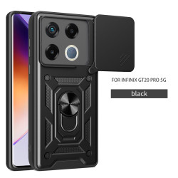 For Infinix GT 20 Pro Case With Slide Lens Cover Rotating Ring Shockproof Stand Holder Phone Case