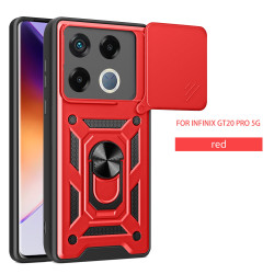 For Infinix GT 20 Pro Case With Slide Lens Cover Rotating Ring Shockproof Stand Holder Phone Case
