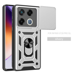 For Infinix GT 20 Pro Case With Slide Lens Cover Rotating Ring Shockproof Stand Holder Phone Case