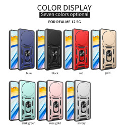For Realme 12 5G Case With Slide Lens Cover Rotating Ring Shockproof Stand Holder Phone Case