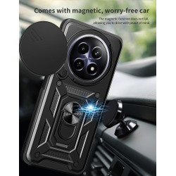 For Realme 12 5G Case With Slide Lens Cover Rotating Ring Shockproof Stand Holder Phone Case