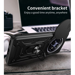 For Realme 12 5G Case With Slide Lens Cover Rotating Ring Shockproof Stand Holder Phone Case