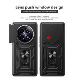 For Realme 12 5G Case With Slide Lens Cover Rotating Ring Shockproof Stand Holder Phone Case