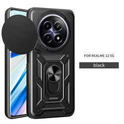 For Realme 12 5G Case With Slide Lens Cover Rotating Ring Shockproof Stand Holder Phone Case