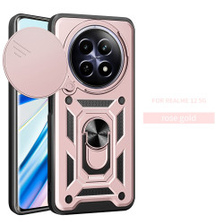 For Realme 12 5G Case With Slide Lens Cover Rotating Ring Shockproof Stand Holder Phone Case