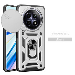 For Realme 12 5G Case With Slide Lens Cover Rotating Ring Shockproof Stand Holder Phone Case