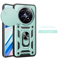 For Realme 12 5G Case With Slide Lens Cover Rotating Ring Shockproof Stand Holder Phone Case