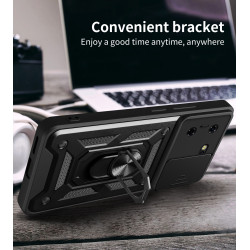 For Tecno Pova 5 Case With Slide Lens Cover Rotating Ring Shockproof Stand Holder Phone Case