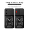 For Tecno Pova 5 Case With Slide Lens Cover Rotating Ring Shockproof Stand Holder Phone Case
