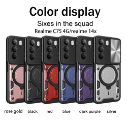 Case For Realme C75 4G Magnetic Slide Camera Protection Cover 360 Rotate Kickstand Armor Ring C63 4G Funda Capa