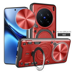 Case For vivo X200 Pro Magnetic Slide Camera Protection Cover 360 Rotate Kickstand Armor Ring X200 Funda Capa