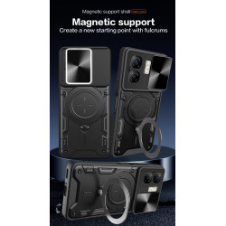 Case For Infinix Smart 9 Magnetic Slide Camera Protection Cover 360 Rotate Kickstand Armor Ring Smart 8 Funda Capa