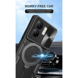 Case For Infinix Smart 9 Magnetic Slide Camera Protection Cover 360 Rotate Kickstand Armor Ring Smart 8 Funda Capa