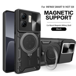 Case For Infinix Smart 9 Magnetic Slide Camera Protection Cover 360 Rotate Kickstand Armor Ring Smart 8 Funda Capa