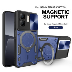 Case For Infinix Smart 9 Magnetic Slide Camera Protection Cover 360 Rotate Kickstand Armor Ring Smart 8 Funda Capa