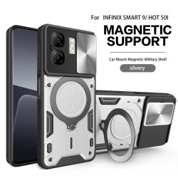 Case For Infinix Smart 9 Magnetic Slide Camera Protection Cover 360 Rotate Kickstand Armor Ring Smart 8 Funda Capa