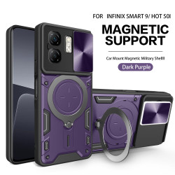 Case For Infinix Smart 9 Magnetic Slide Camera Protection Cover 360 Rotate Kickstand Armor Ring Smart 8 Funda Capa