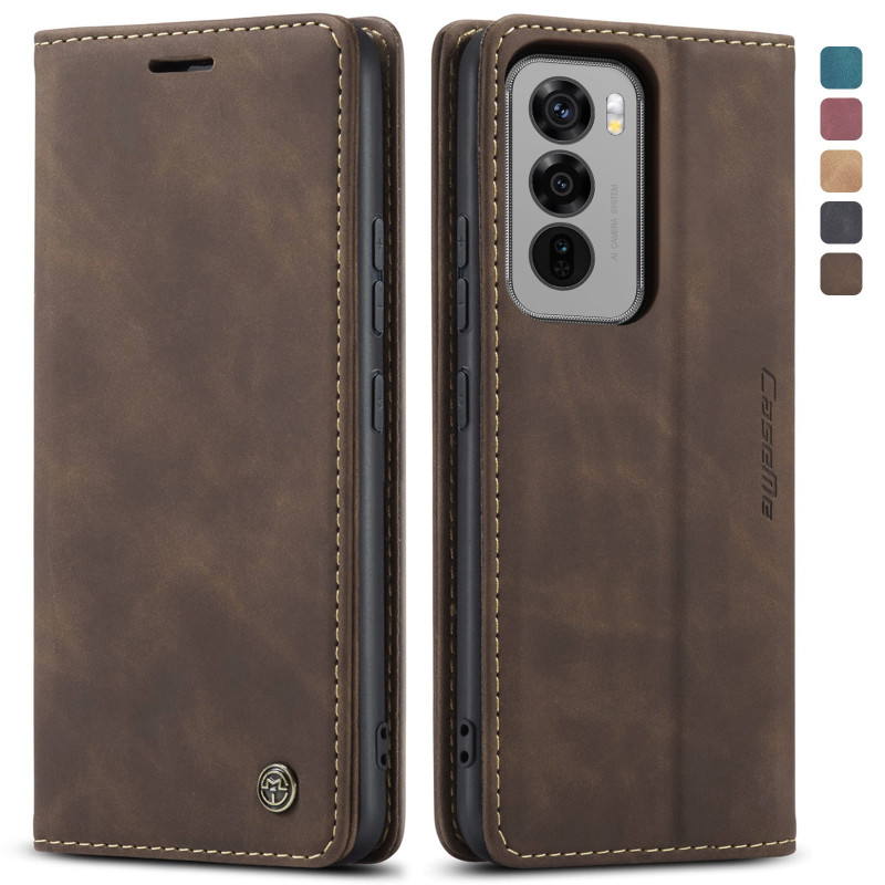 Luxury Retro Case for Oppo Reno12 Multiple Card Slots Stand Function Phone Cover for Reno12 FS 5G Leather Wallet