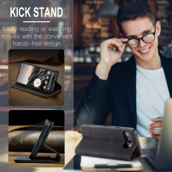 Luxury Retro Case for Google Pixel 9a Multiple Card Slots Stand Function Phone Cover for Google Pixel 9 Pro XL Leather Wallet