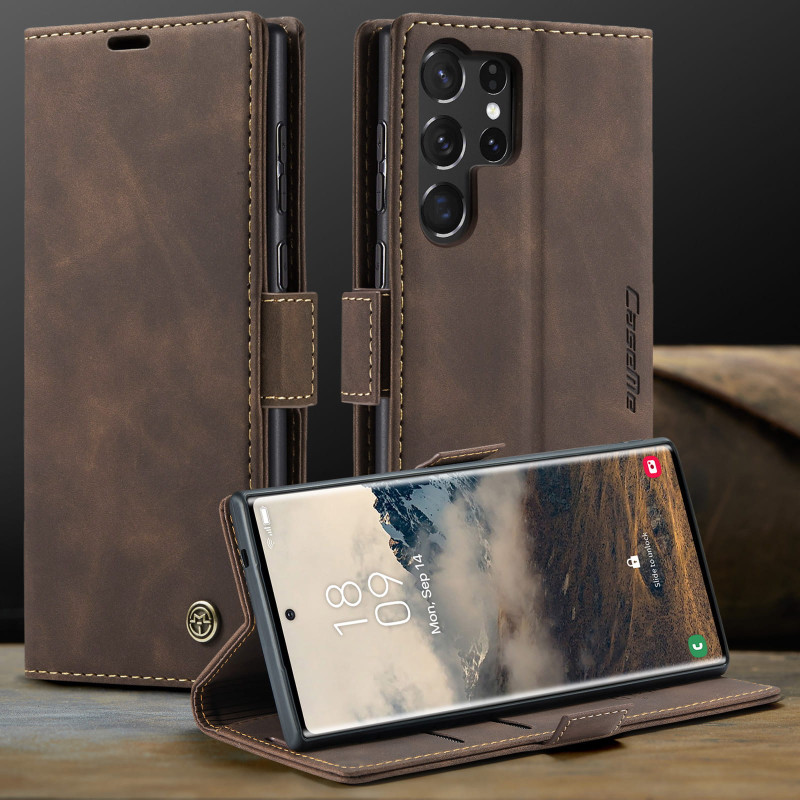 Luxury Retro Case for Samsung Galaxy S25 Ultra Multiple Card Slots Stand Function Phone Cover for Galaxy S25 Edge Leather Wallet