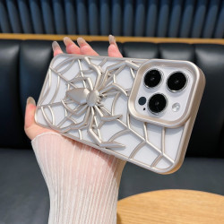 Hollow-out Heat Dissipation Spider Metal Paint Phone Case for iPhone 16 Pro Max/14/13, Suitable for 15 Pro New