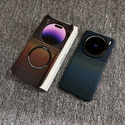 For VIVO X200Ultra Kevlar Carbon Fiber Phone Case Slim Magnetic Wireless Charging X200Pro Mini Anti-Drop Semi-Edge Cover Ultra Thin Design
