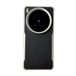 Case for vivo X200 Ultra - Premium Vegan Leather, Lychee Texture, Electroplated Camera Ring, Slim Precision Cutouts 2025