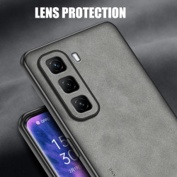 Luxury Sheepskin Leather Case for Infinix Hot 50 5G - Shockproof TPU Soft Frame, Camera Protection, Matte Back Cover Coque for Infinix Hot 50