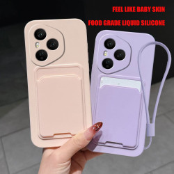 Case for Honor 400 Pro Liquid Silicone Card Holder Soft Phone Skin Cover Honor 300 Pro Shockproof Back Pocket Wallet Notes Funda