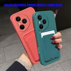 Case for Honor 400 Pro Liquid Silicone Card Holder Soft Phone Skin Cover Honor 300 Pro Shockproof Back Pocket Wallet Notes Funda