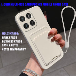 Case for Motorola Edge 60 Liquid Silicone Card Holder Soft Phone Skin Cover Edge 50 Shockproof Back Pocket Wallet Notes Funda